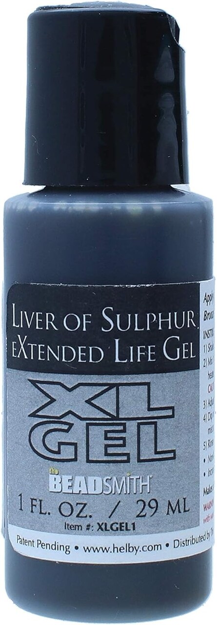 The Beadsmith XL Gel, Liver of Sulfur Extended Life Gel, 1 Fluid Ounce (29ml) Bottle, Apply a Patina Finish to Silver, Copper, and Other Metal for Oxidized Look on Art and Jewelry Projects
